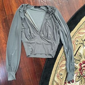 Saints gray long sleeve crop going out top